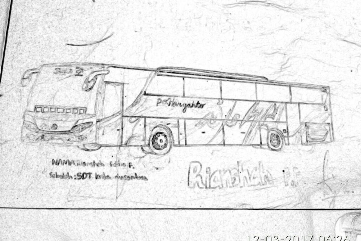 Bus PO Haryanto Gambar Pensil By Rianshah Febrio Fayzulhaq
